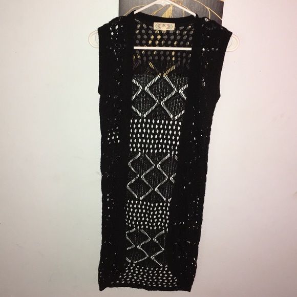 Black sleeveless cardigan