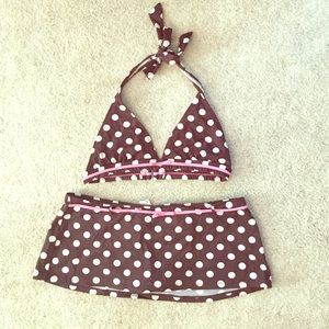 Brown Polka Dot Skirt Bikini
