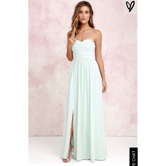 Lulu's Moonlight Serenade Mint Strapless Maxi