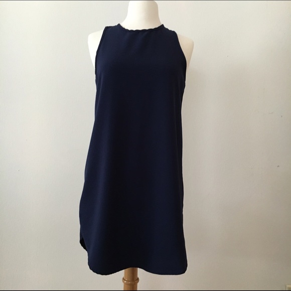 Monteau Dresses & Skirts - 🅾Monteau🅾  Navy Draped Sheath Dress