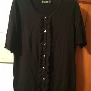 Black, Ruffled Cardigan