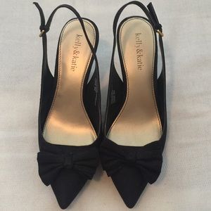 Kelly and Katie black sling back heels