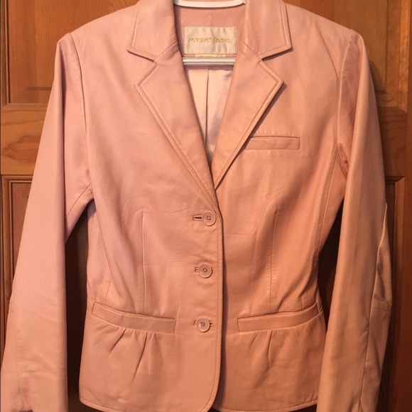 Super cute pastel pink real leather jacket