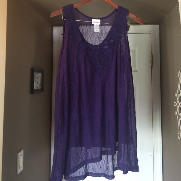 Purple sheer top with slip