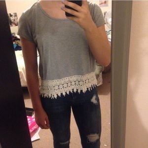 ✨MUST GO✨ Grey Lace Bottom High Low Top