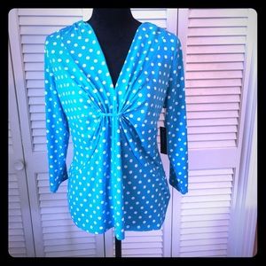 💕Chaus Aqua/White PolkaDot Top💕