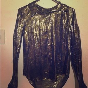 SHEER GOLD BUTTON DOWN