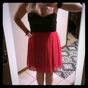 Black and red sequin dress