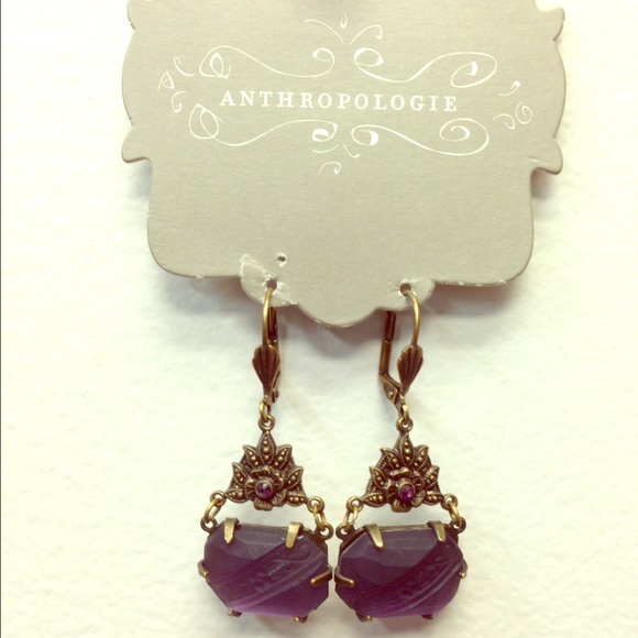 Anthropologie Victorian purple dangle earrings