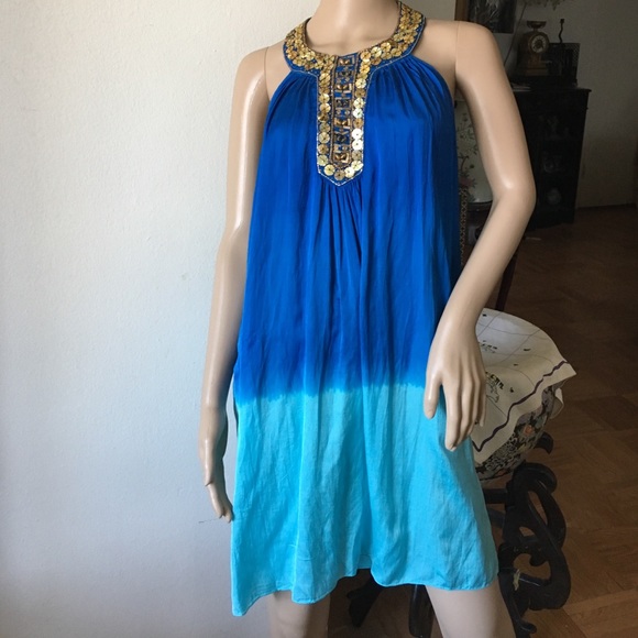 NWOT EMBELLISHED OMBRÉ HALTER DRESS - Picture 1 of 4