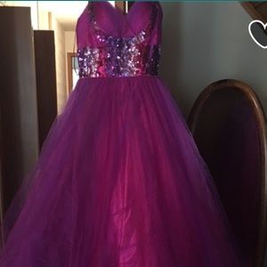 Purple sequence prom dress