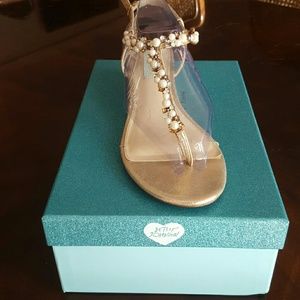 Blue by Betsy Johnson gold wedge sandals