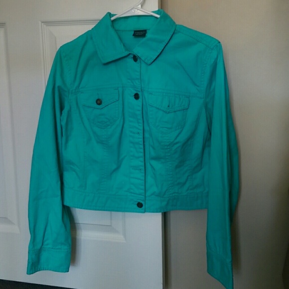 Turquoise blue jean jacket