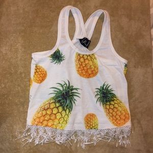 Pineapple crop top with fringes