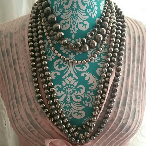 Vintage Silver Plated Bead Necklaces