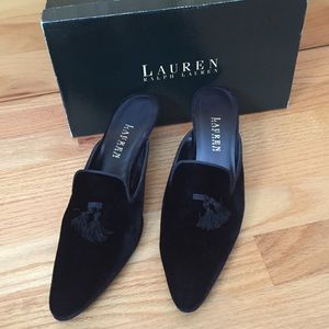 Ralph Lauren Black velvet mules