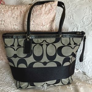 Coach black & gray shoulder bag.