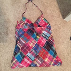 AE Patchwork Plaid Halter Top, Size 0