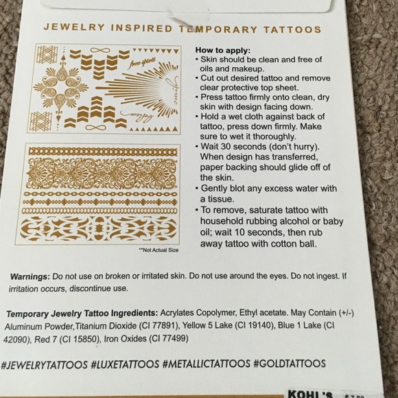 Two sets of two sheet metallic jewelry tattoos - Picture 2 of 3