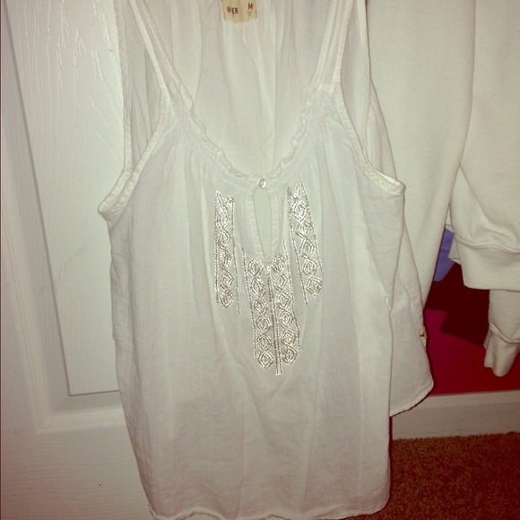 White tank top with sparkles on the front! - Picture 1 of 3