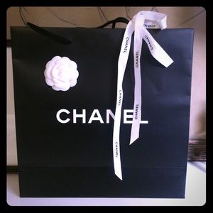Chanel shopping bag with camelia and ribbon