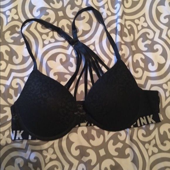 Size 34B Pink Racerback Black Bra!