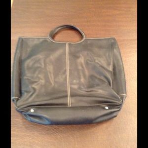 Black leather tote
