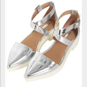 Topshop Silver Pointy flatforms
