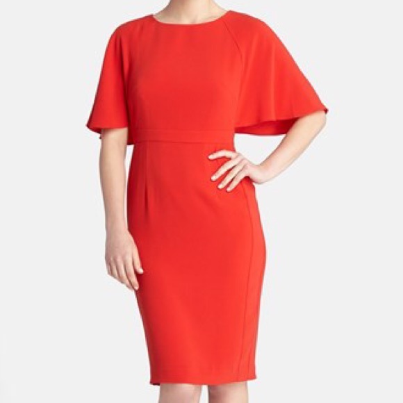Tahari ASL Flutter Sleeve Dress - Poppy, Size 6