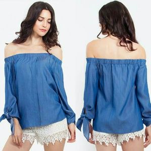 Denim Ties Top