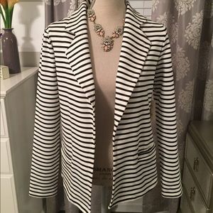 White and black striped knit blazer, forever 21
