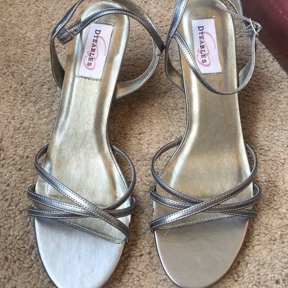 Silver strap kitten heels