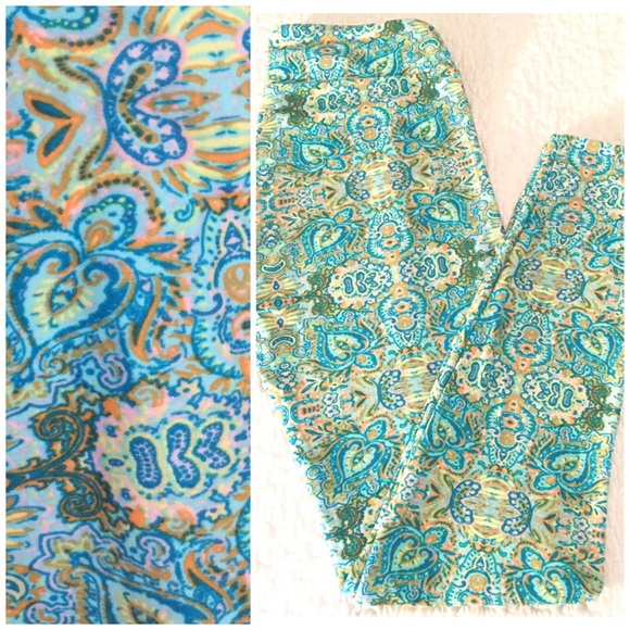Lularoe paisley aqua leggings OS