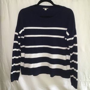 Blue and white striped sweater