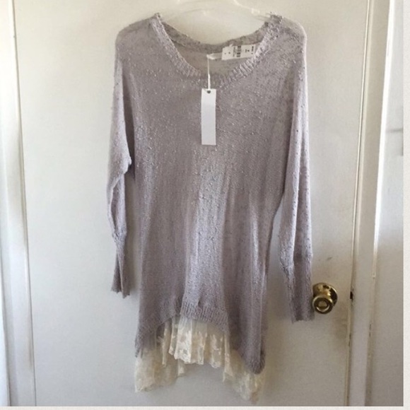 LF Sweater w/ butterfly lace bottom - Picture 2 of 4