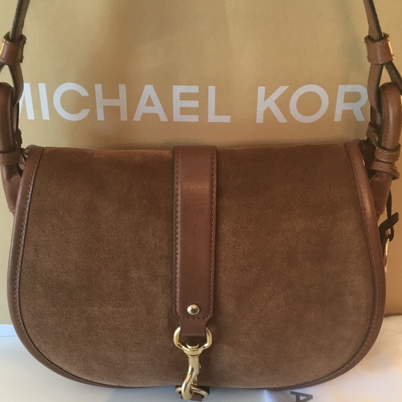 Michael Kors Handbags - MICHAEL KORS NEW SUEDE SADDLEBAG 100% AUTHENTIC