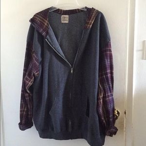 LF/Furst of a Kind Plaid sleeve and hood Hoodie