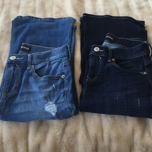 2 pairs of Express Mid Rise Slim Flares