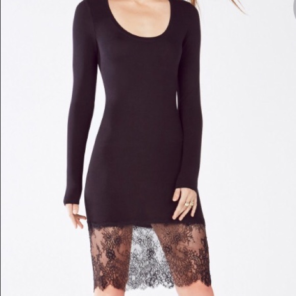 BCBG Long sleeve Livi lace hem dress