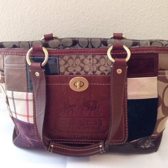 Coach, multi-colored patchwork style purse