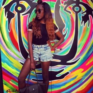 High waist denim short