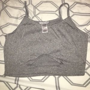 Gray Crop Top with Cutout