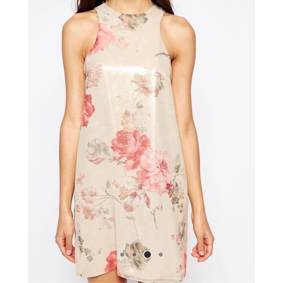 ASOS Floral Print Foil Shift Dress - Picture 2 of 4