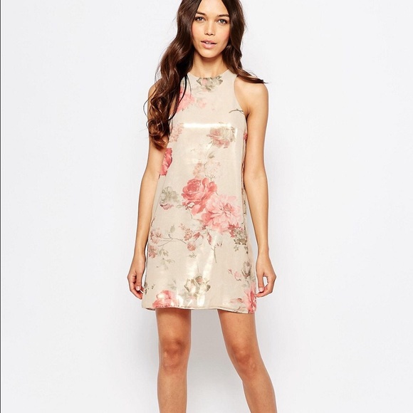 ASOS Floral Print Foil Shift Dress - Picture 4 of 4