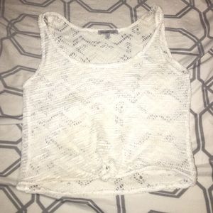 White Lace See Through Crop Top