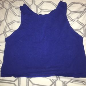 Blue Crop Top with Cutout Back