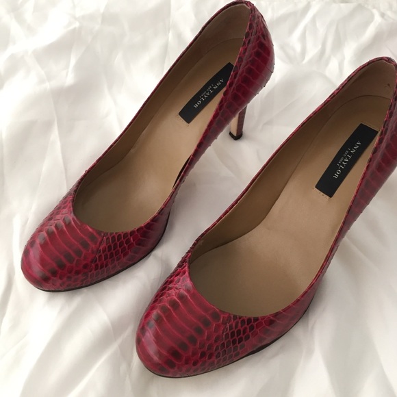 Ann Taylor Red Snakeskin Pumps