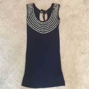 Beaded Navy Tank Top