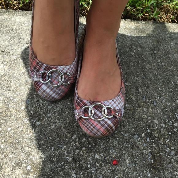 Pink & Brown Plaid Flats