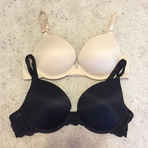Nude and black, barely worn 34C push-up bras